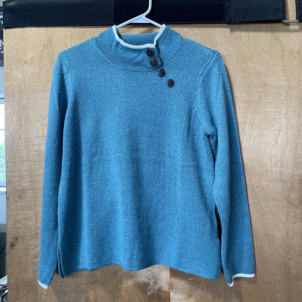 Appleseed's Women's Acrylic Turquoise Pullover Sweater‎ Medium - Picture 2 of 9
